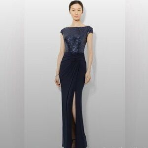 Lauren Ralph Lauren Navy Evening Dress with Sequins